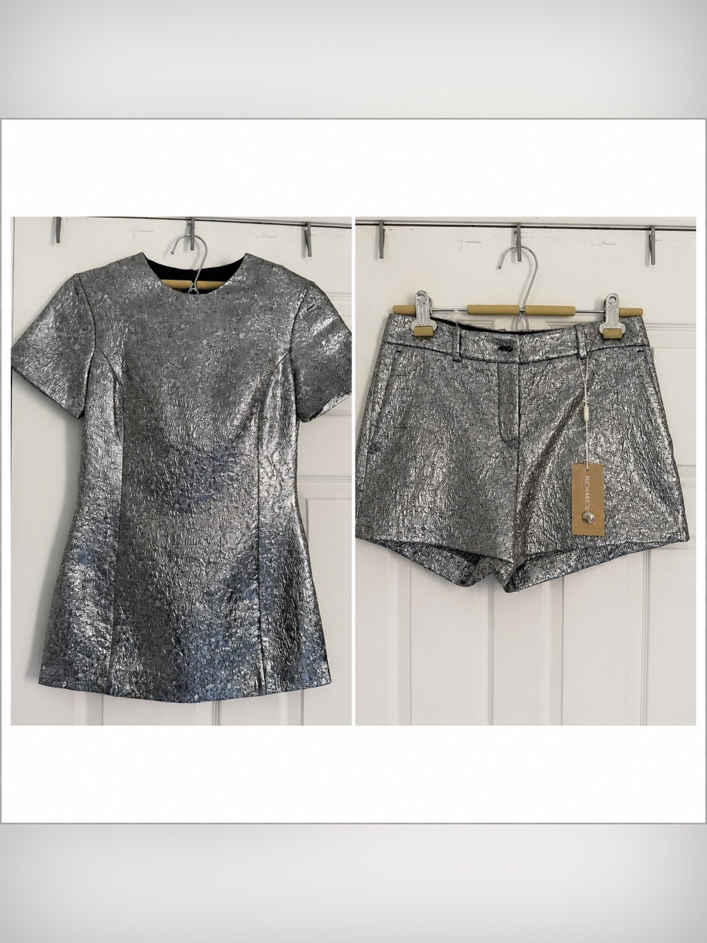 Michael Kors Metallic Silver Textured Two-Piece Set Resort 2013